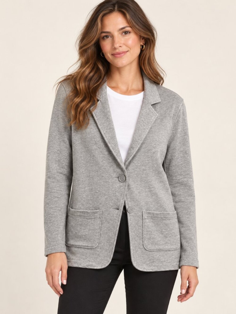 Z Supply Active Gray French Terry Knit Blazer Jacket Two Button Small